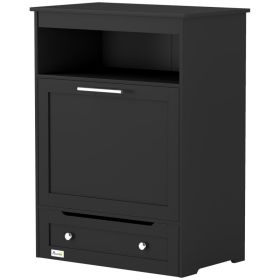 Pet Feeder Station Storage Cabinet, Dog Food Storage Container with Dog Raised Bowls, Watering Supplies, Black (Option: Black-935x505x210 mm)