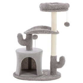 Small Cat Tree Tower, 33 Cat Scratching Post With Curved Bed (Option: Grey)